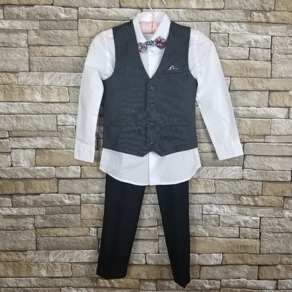 Vest, Dress Shirt, Tie, Pants Wonder Nation Boys 4-Piece Dress Outfit